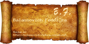 Balassovich Fedóra névjegykártya